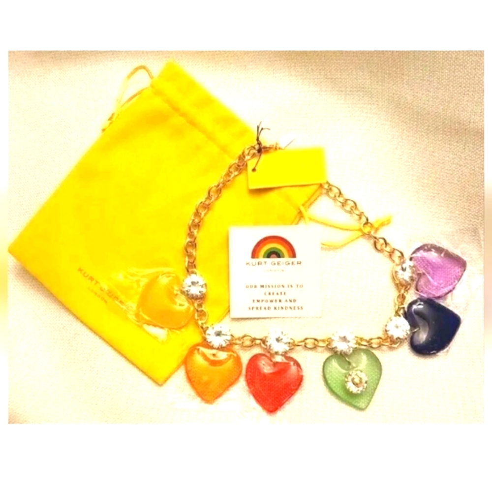 Kurt Geiger London Heart Charm Statement Necklace New - Picture 2 of 5